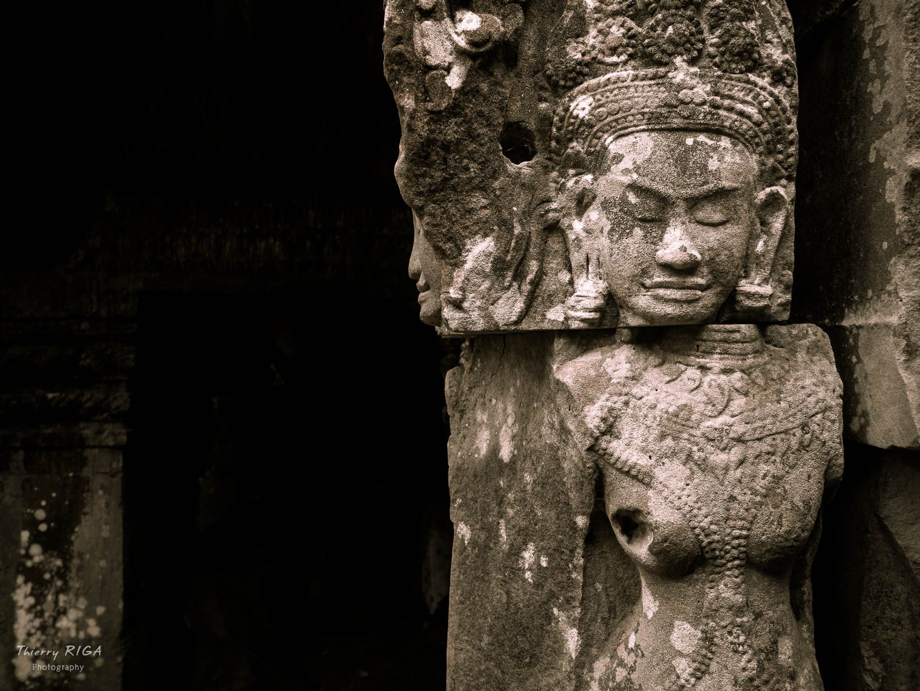 human figure carving at Preah Khan Temple, Thierry Riga, Angkor Photography