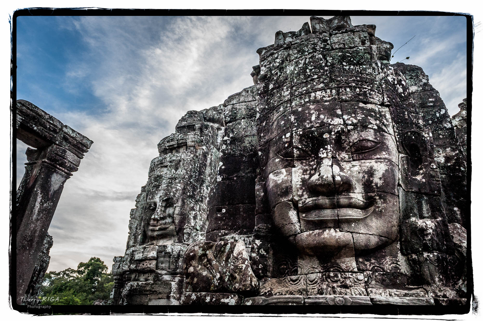 Face carving in the Bayon tower, Angkor Thom, Thierry Riga, Angkor Photography