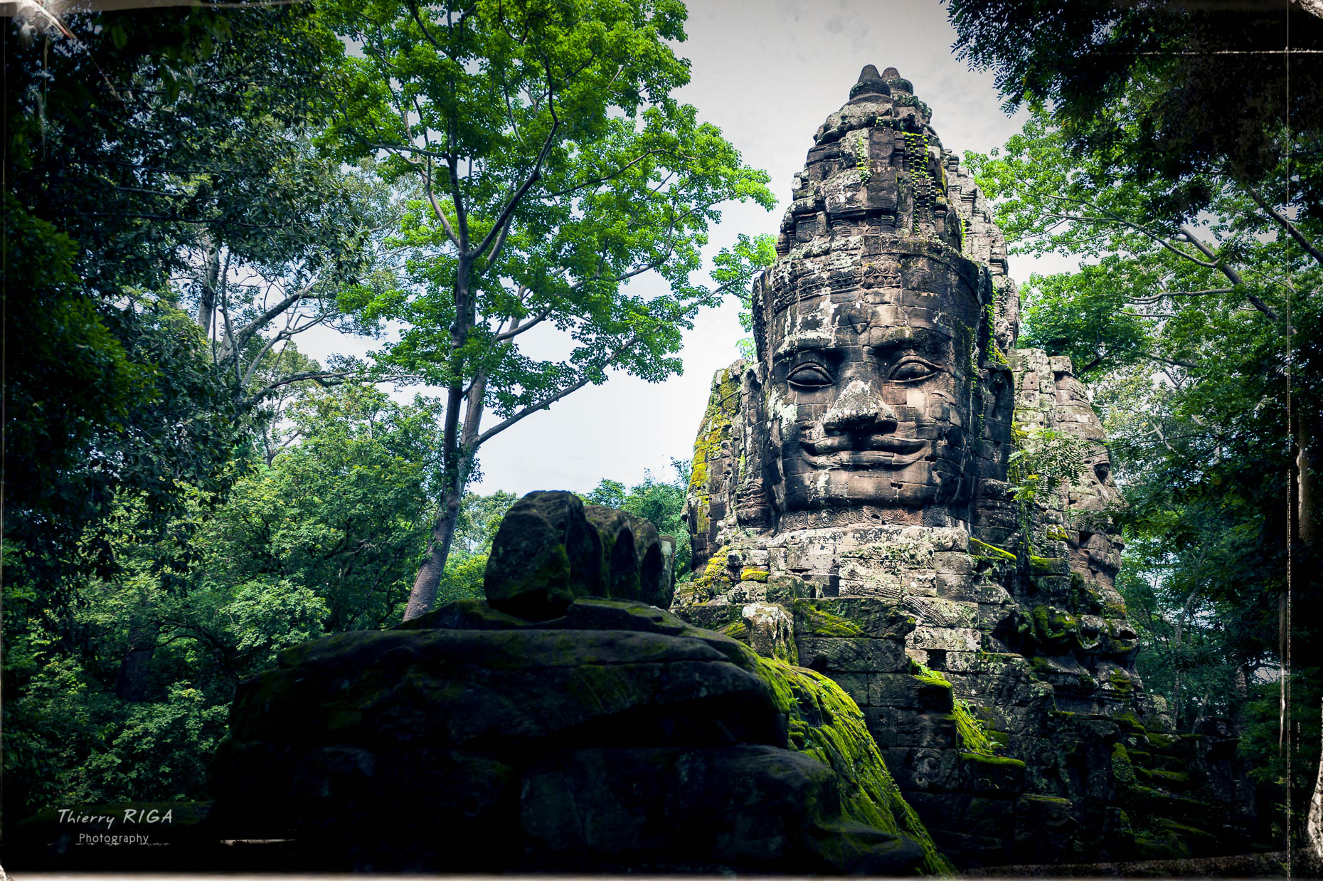 Angkor Thom gate during the rainy season, Thierry Riga, Angkor Photography