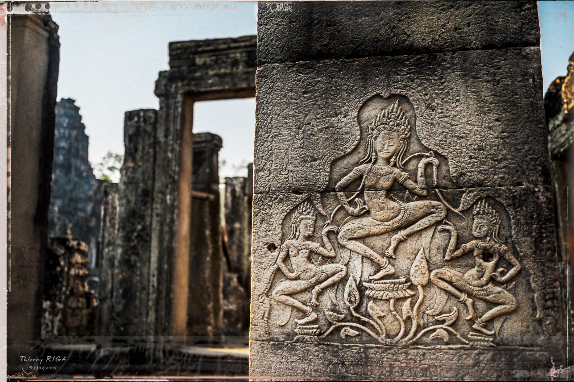Apsara dancer carving inside the Bayon Temple, Thierry Riga, Angkor Photography