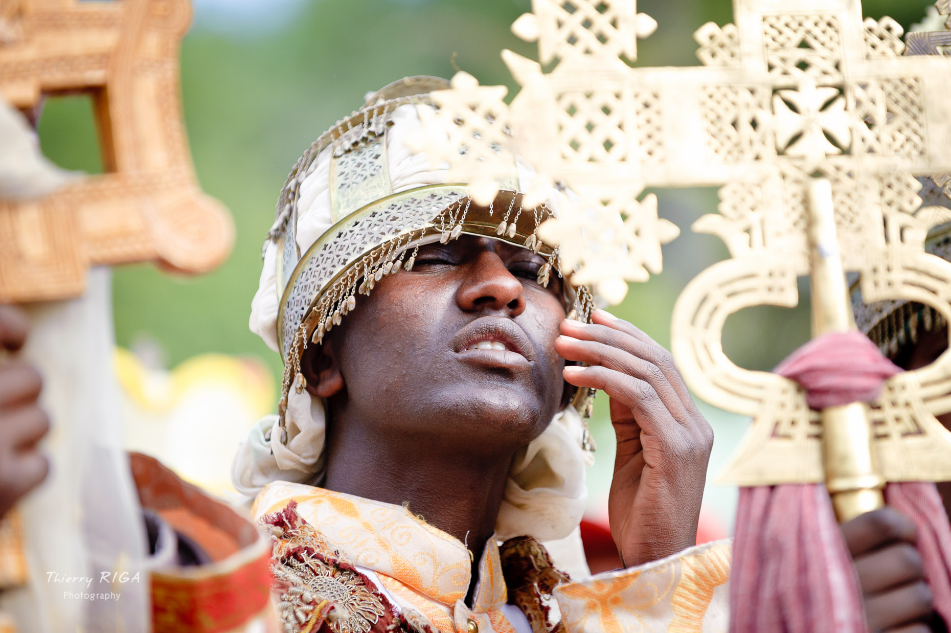 Priest portrait during Meskel celebrations in Lalibela, Ethiopia, Thierry Riga