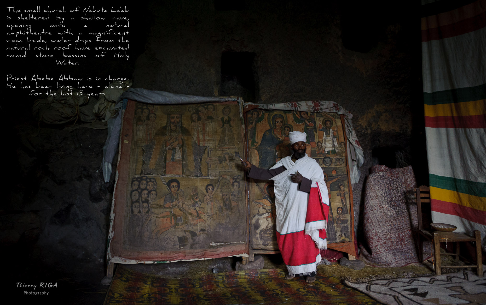Portrait of an old priest in his church of Nakute Laab in Lalibela, Ethiopia