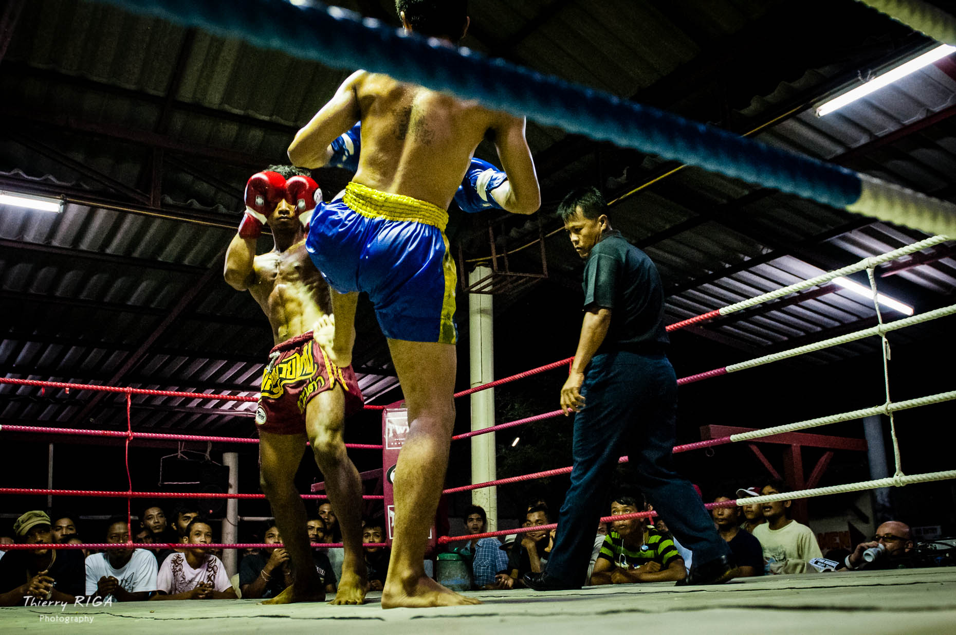 Muay Thai boxing in a village, Thailand