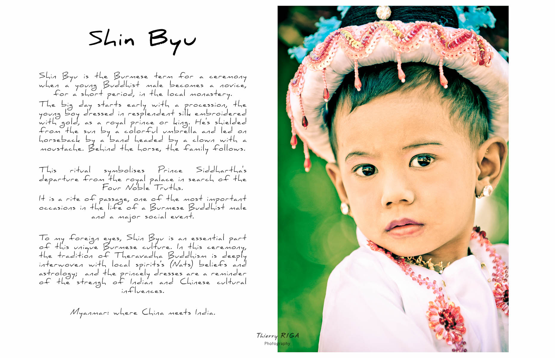 young buddhist novice in ordination ceremony in Bagan, Myanmar